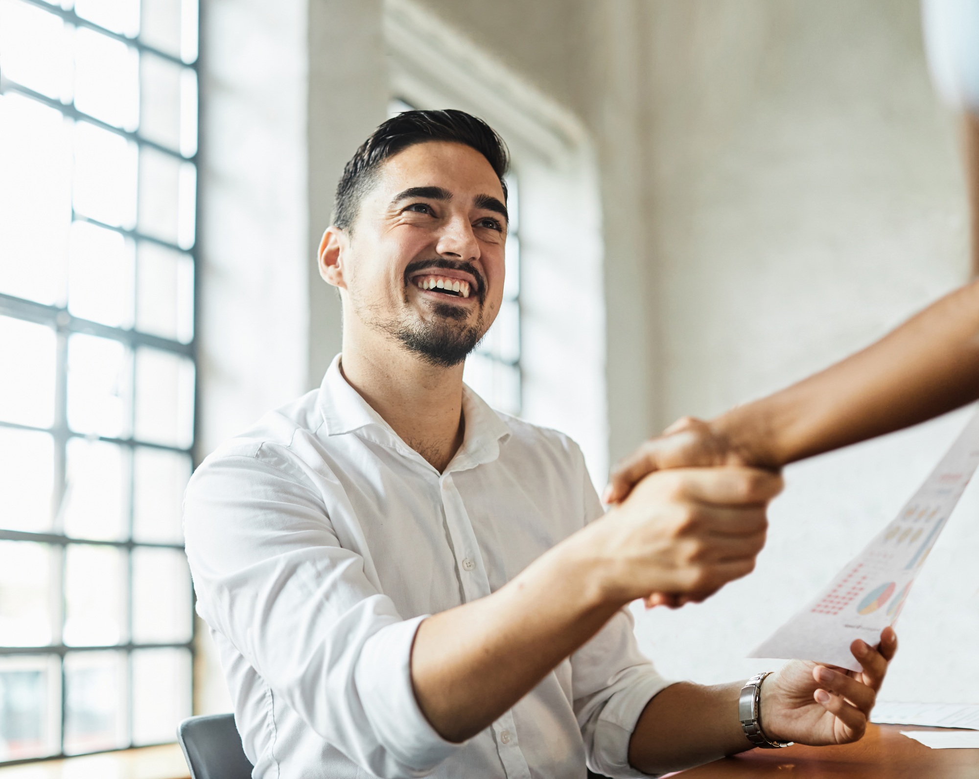 young business handshake hand shake shaking meeting agreement office